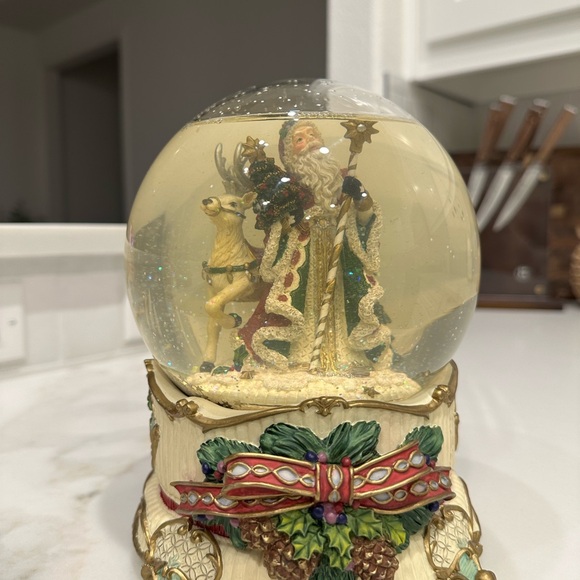 Holiday Snow Globe Music Box with Santa and Reindeer - Picture 1 of 9